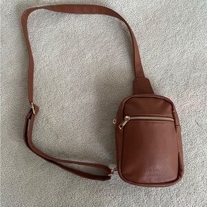 Brown Faux Leather Crossbody Bag